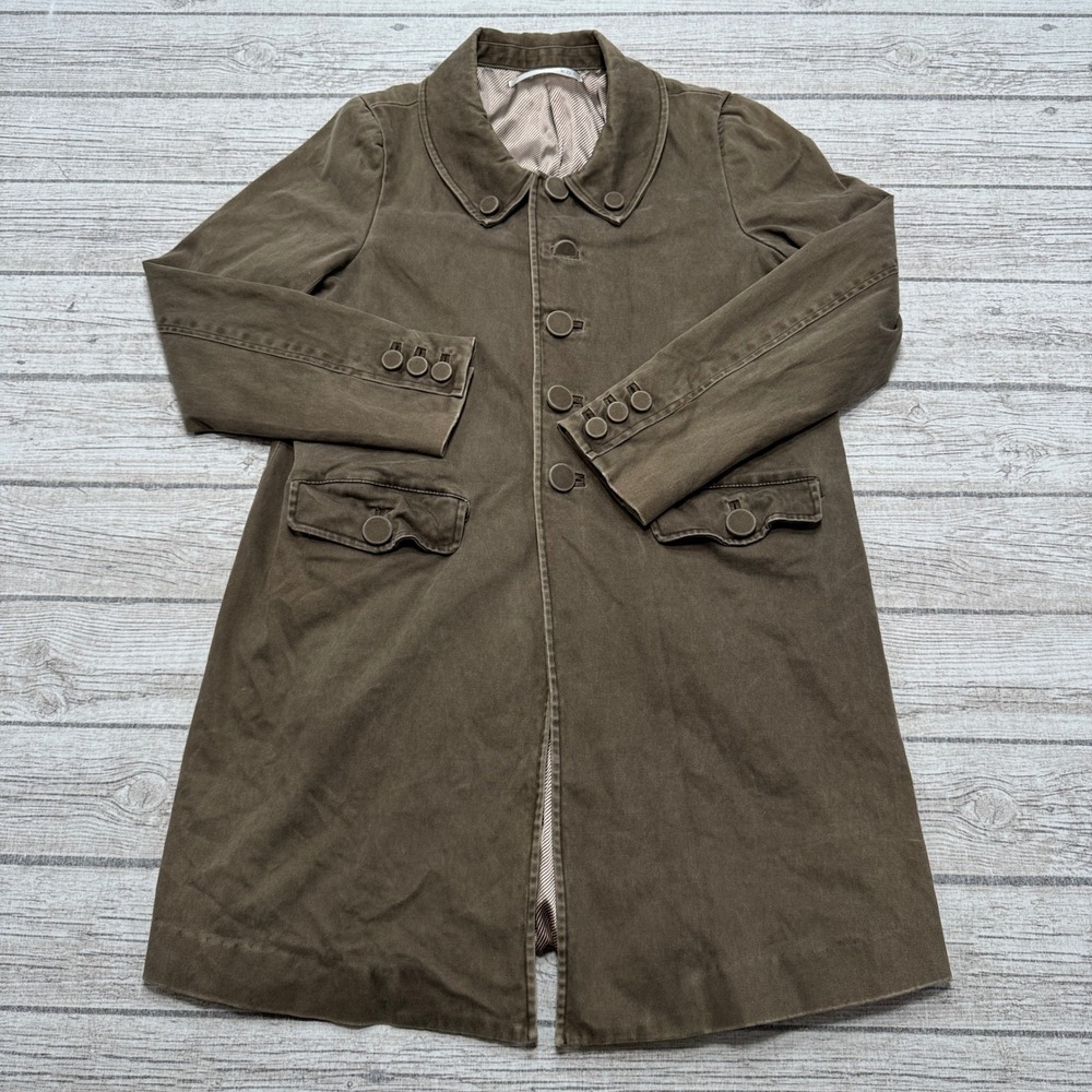K.A.T Trench Coat Women's 2 Brown Insulated Classic Button Front Cotton Outdoor